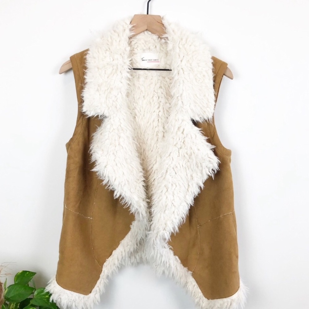 Two by Vince Camuto Camel Suede & Shearling Vest